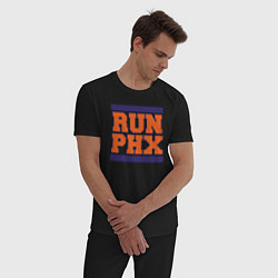 Пижама хлопковая мужская Run Phoenix Suns, цвет: черный — фото 2