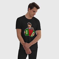 Пижама хлопковая мужская Ленин на баяне, цвет: черный — фото 2
