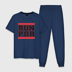 Пижама хлопковая мужская Run Portland Trail Blazers, цвет: тёмно-синий