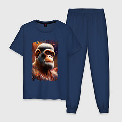 Пижама хлопковая мужская Планета обезьян, цвет: тёмно-синий