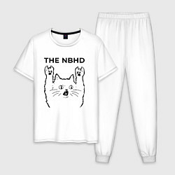 Пижама хлопковая мужская The Neighbourhood - rock cat, цвет: белый