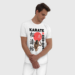 Пижама хлопковая мужская Карате шотокан, цвет: белый — фото 2