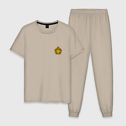 Пижама хлопковая мужская Орден отличника погранвойск - мини, цвет: миндальный