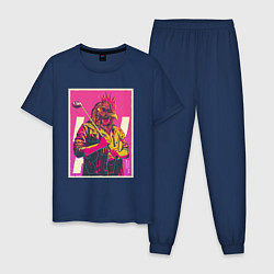 Пижама хлопковая мужская Dangerous Jacket, цвет: тёмно-синий