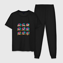 Пижама хлопковая мужская Значки на Честера Пины Бравл Старс Chester, цвет: черный