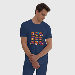 Пижама хлопковая мужская Значки на Бастера Пины Бравл Старс Buster, цвет: тёмно-синий — фото 2