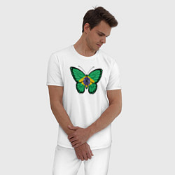 Пижама хлопковая мужская Бразилия бабочка, цвет: белый — фото 2