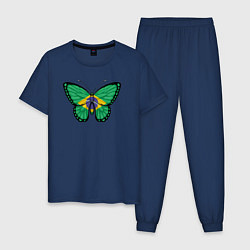 Пижама хлопковая мужская Бразилия бабочка, цвет: тёмно-синий