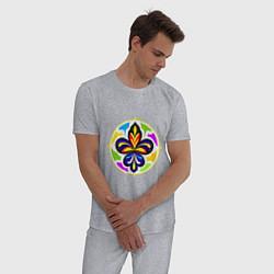 Пижама хлопковая мужская Гербовая лилия в цветовой абстракции, цвет: меланж — фото 2