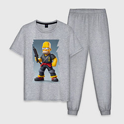 Пижама хлопковая мужская Homer Simpson - cyberninja - fantasy, цвет: меланж