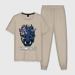 Пижама хлопковая мужская Samurai gang, цвет: миндальный