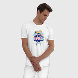 Пижама хлопковая мужская Тоска, цвет: белый — фото 2