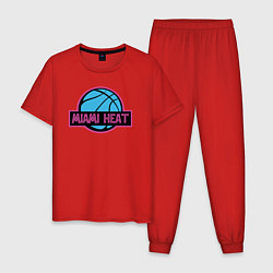 Пижама хлопковая мужская Miami Heat team, цвет: красный
