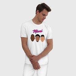Пижама хлопковая мужская Miami players, цвет: белый — фото 2