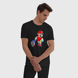 Пижама хлопковая мужская Марио играет, цвет: черный — фото 2