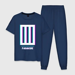 Пижама хлопковая мужская Paramore glitch rock, цвет: тёмно-синий