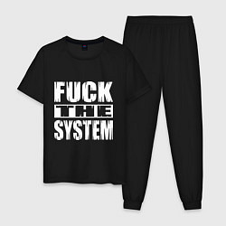 Пижама хлопковая мужская SoD - f**k the system, цвет: черный