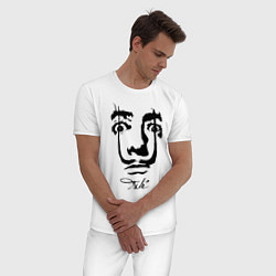 Пижама хлопковая мужская Dali face, цвет: белый — фото 2