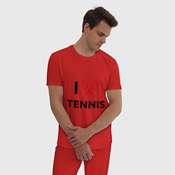 Пижама хлопковая мужская I Love Tennis, цвет: красный — фото 2