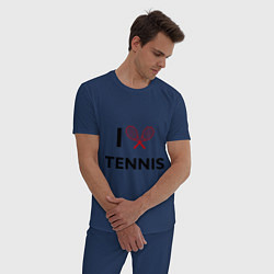 Пижама хлопковая мужская I Love Tennis, цвет: тёмно-синий — фото 2