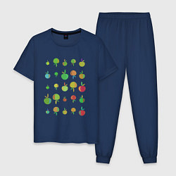 Пижама хлопковая мужская Яблочный микс, цвет: тёмно-синий
