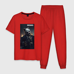 Пижама хлопковая мужская Pay day 3 wolf, цвет: красный