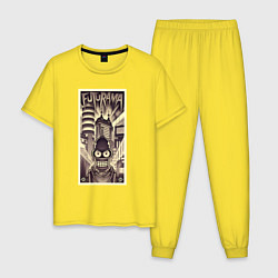 Пижама хлопковая мужская Бендер в стиле ретрофутуризма, цвет: желтый