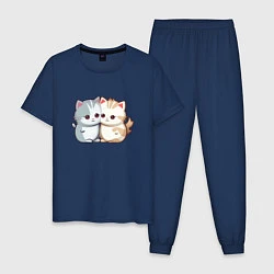 Пижама хлопковая мужская Cute cats, цвет: тёмно-синий