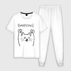 Пижама хлопковая мужская Evanescence - rock cat, цвет: белый