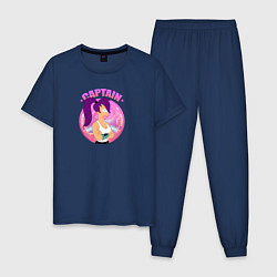Пижама хлопковая мужская Futurama: Капитан Лила, цвет: тёмно-синий