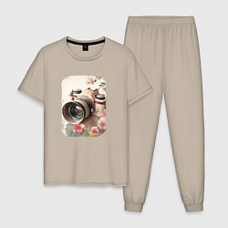 Пижама хлопковая мужская Capturing Moments, цвет: миндальный