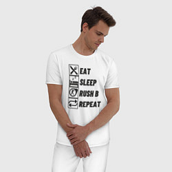 Пижама хлопковая мужская Eat sleep rush b, цвет: белый — фото 2