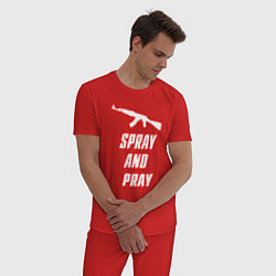 Пижама хлопковая мужская Spray and play, цвет: красный — фото 2