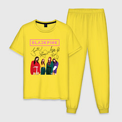Пижама хлопковая мужская Blackpink Lisa Jisoo Jennie Rose, цвет: желтый