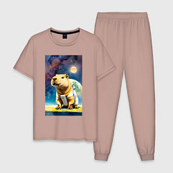 Мужская пижама Capybara brave astronaut - neural network