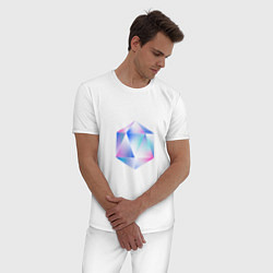 Пижама хлопковая мужская Glass hexagon, цвет: белый — фото 2