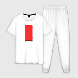 Пижама хлопковая мужская Ретро холодильник Юрюзань красный, цвет: белый