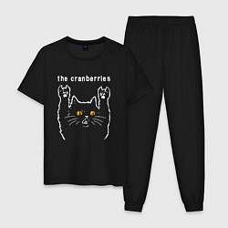 Пижама хлопковая мужская The Cranberries rock cat, цвет: черный