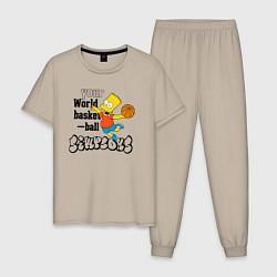 Пижама хлопковая мужская Баскетболист Барт, цвет: миндальный