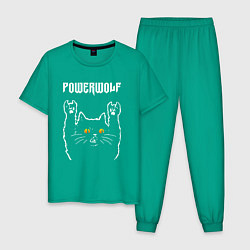 Пижама хлопковая мужская Powerwolf rock cat, цвет: зеленый