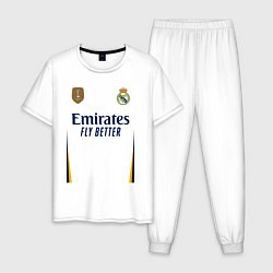 Пижама хлопковая мужская Винисиус Жуниор ФК Реал Мадрид форма 2324 домашняя, цвет: белый