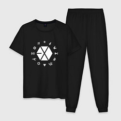 Пижама хлопковая мужская Logo EXO, цвет: черный