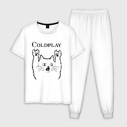 Пижама хлопковая мужская Coldplay - rock cat, цвет: белый