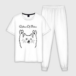 Пижама хлопковая мужская Children of Bodom - rock cat, цвет: белый