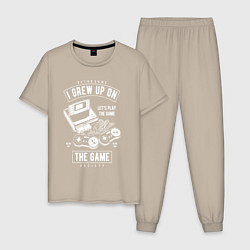 Пижама хлопковая мужская SNES gamer, цвет: миндальный