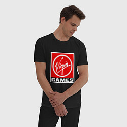 Пижама хлопковая мужская Virgin games logo, цвет: черный — фото 2