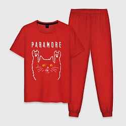 Пижама хлопковая мужская Paramore rock cat, цвет: красный