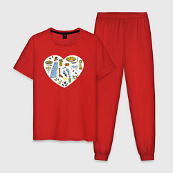 Пижама хлопковая мужская Итальянское сердце, цвет: красный