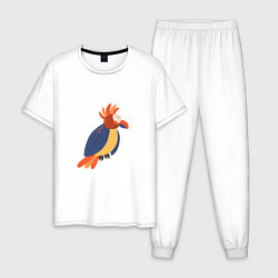 Пижама хлопковая мужская Веселый попугай, цвет: белый