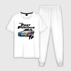 Пижама хлопковая мужская Брайан ОКоннер Nissan Skyline R34, цвет: белый
